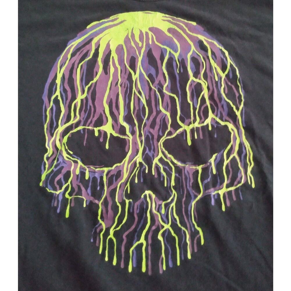 VTG Melted Drip Skull Shirt Skeleton Green Purple Lime Mens 2XL Graphic T Shirt
